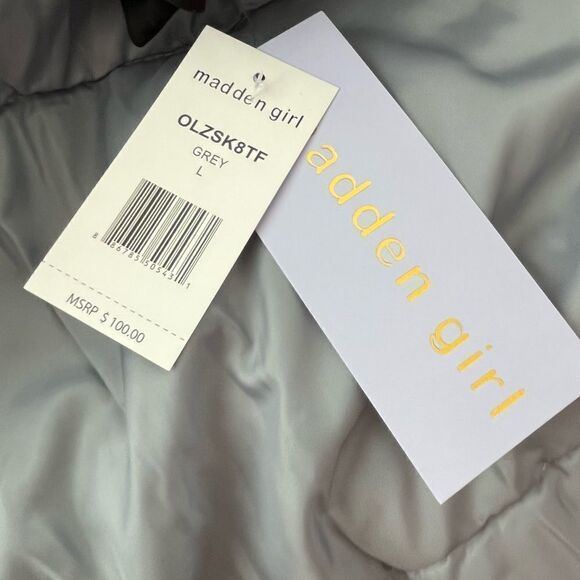 New with tags Madden Girl gray parka coat with removable hood, size Large - Picture 12 of 12